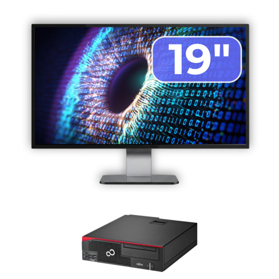 Pachet Calculator Fujitsu Esprimo D756 Desktop, Intel Core i5-6500 3.20GHz, 8GB DDR4, 500GB SATA, DVD-ROM + Monitor 19 Inch + Windows 10 Pro